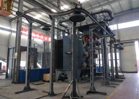 剛剛將一臺發(fā)往上海的懸鏈通過式拋丸機安裝完畢！大喜！